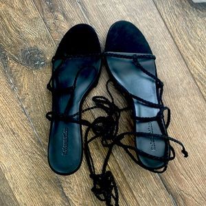 NWB Reformation Leather Black Braided Accents Sandals Size: 10